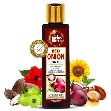 Red Onion Hair Growth Oil - Anti Hair Fall Enriched with 29+ Natural Herbs, Extracts &amp; Oils Including Argan, Jojoba, Rosemary &amp; Black Seed - 200ml