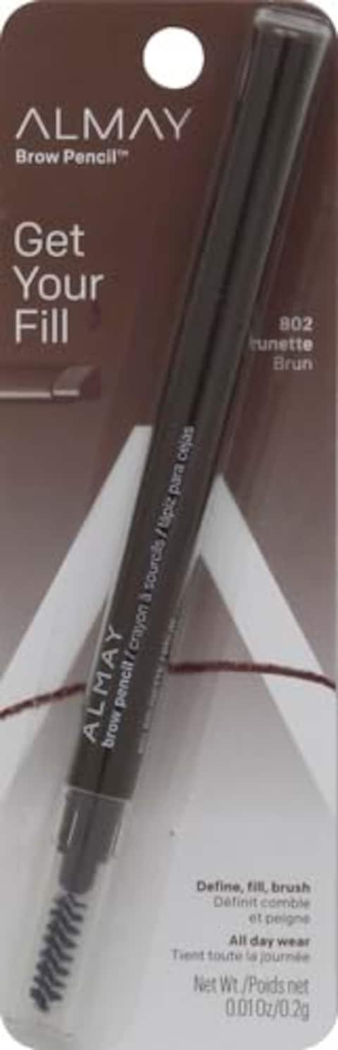 Almay Eyebrow Pencil with Spoolie Brush, Easy to Achieve Brows, Hypoallergenic, 802 Brunette