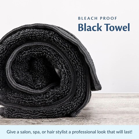 Black Bleach Proof Towels Bulk Sets 72 Pack 100% Cotton 16&quot; X 27&quot; Color Safe, Stain Resistant, Quick Drying Towels for Beauty, Hair and Nail Salon, Gym, Spa and Home Hair Care