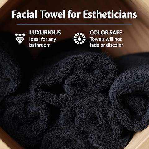 Black Bleach Proof Towels Bulk Sets 72 Pack 100% Cotton 16&quot; X 27&quot; Color Safe, Stain Resistant, Quick Drying Towels for Beauty, Hair and Nail Salon, Gym, Spa and Home Hair Care