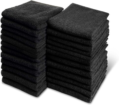 Black Bleach Proof Towels Bulk Sets 72 Pack 100% Cotton 16&quot; X 27&quot; Color Safe, Stain Resistant, Quick Drying Towels for Beauty, Hair and Nail Salon, Gym, Spa and Home Hair Care