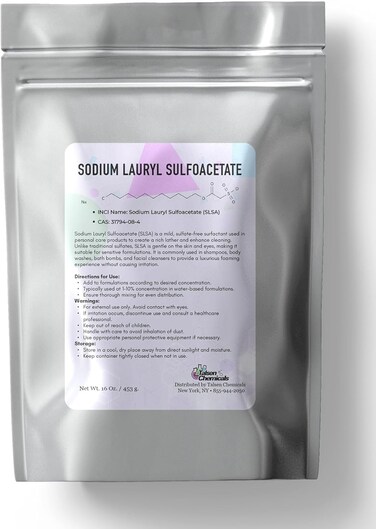 SLSA Sodium Lauryl Sulfoacetate Powder Cosmetic Grade 16 oz / 453 g - Organic Gentle Foaming Surfactant for Shampoos, Body Washes, and Bath Bomb DIY Personal Care Supplies by Talsen Chemicals