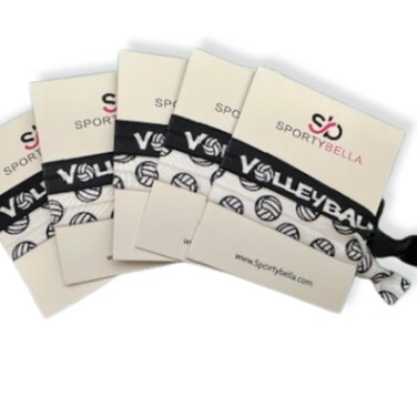 Volleyball Hair Ties, Volleyball Hair Ties 5pk, Hair Accessories for Girls, No Crease Ribbon Hair Elastics Set for Player and Teams, Volleyball Gifts for Girls and Women