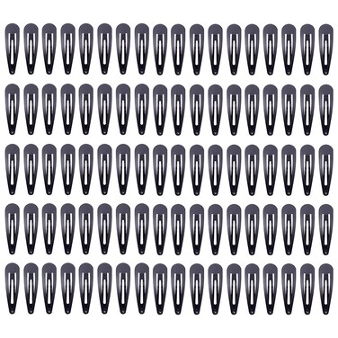 Lawie 100 Pack Bulk 2.36 Inch 6 CM Silver Gold Black Snap Metal Hair Clips Barrettes Hairpins Clips Thin Fine Bang Hair Holder Craft DIY Accessories for Women Girl Kids (Black)