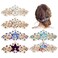 Lawie 6 Pack Fancy Delicate Jeweled Gems Rhinestone Sparkly Glitter Flower French Barrette Metal Hair Clips Bun Chignon Twist Hairpins Ponytail Holder Headpiece Accessories for Women Girl