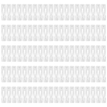 Lawie 100 Pack Bulk 2 Inch 5 CM Rectangle Square Snap Metal Hair Clips Barrettes Silver Hairpins Clips Thin Fine Bang Hair Holder Craft DIY Accessories for Women Girl Kids