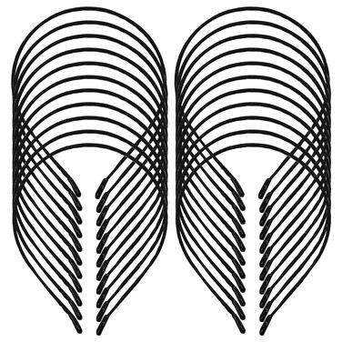Lawie 20 Pack Black Satin Cloth Fabric Covered Thin Slim Hard Metal Headband 0.5CM Plain Wire Hair band Elastic Skinny Hair Hoop Holder Tiara Crown Base for Women Men Crafting DIY Accessories