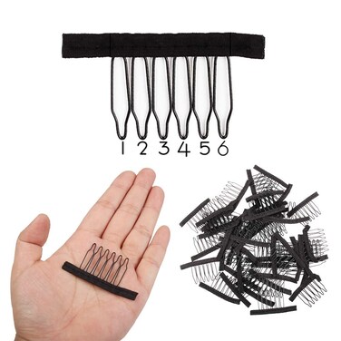 Wig Combs 60 Pcs Black Big Stainless Steel Wig Combs for Making Wigs Metal Wig Clips for Wig Caps Diy