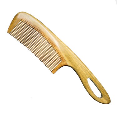 Hair Comb - No Static Detangling Comb by Aguder - Fine Tooth Green Sandalwood Hook Combs