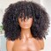 Afro Kinky Curly Wig With Bangs Full Machine Made Scalp Top Wig 200 Density Brazilian Short Curly Human Hair Wigs Natural Color 22 Inch