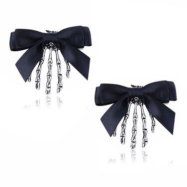 Utavu 2pcs Skeleton Hair Clip Claw Skeleton Hand Hair Clip Bone Clips Spooky Skull Goth Hair Clips Halloween Hair Accessories for Women Girls, Pack Of 2