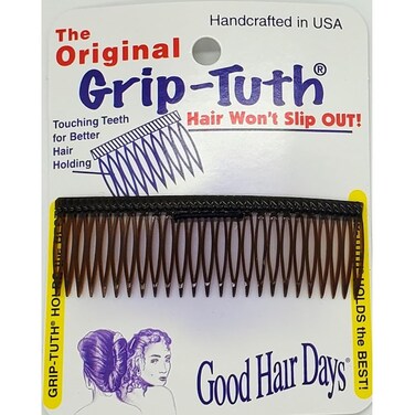 Grip-Tuth Comb - Decorative &amp; Styling Side Comb for Fine, Thin Hair (Tortoise Shell, 3 &frac14; inch)