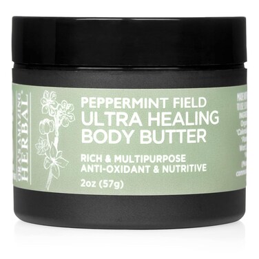 Ora's Amazing Herbal Ultra Healing Body Butter, Intensive Moisturizer For Dry Skin, Spearmint &amp; Bergamot Essential Oil, 2 oz, Peppermint Field Scent