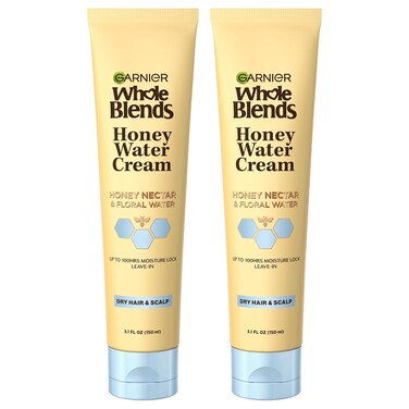 Garnier Whole Blends Honey Water Cream, 100 Hours Moisture Lock, Dry Hair, Scalp, Honey Nectar and Floral Water, Pack of 2