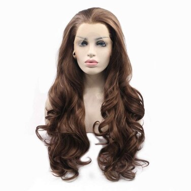Long Wavy Brown Lace Front Wigs 13x4 Lace Front with Heat Resistance Synthetic Hair 26in