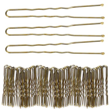 300 Bun Hair Bobby Pins U Shaped Pin Hair Grips to Clip Ballet Hair Net for Women 6 CM/2.3 inch Golden