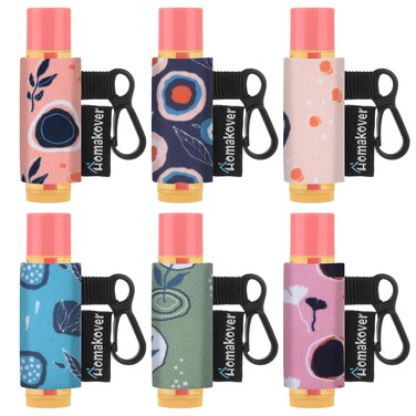 6 Pack Compact Clip-On Lipstick Holder Premium Release Clip Neoprene Sleeve Lip Balm with Clip Fits Most Standard Lip Balm (Colored Whale)