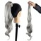 Chicmoi Grey Ponytail Extainson 32 Inch Flexible Wrap Around Ponytail Hair Extension Long Wavy Pony Tails hair Extension Synthetic Hairpieces For Women and Girls