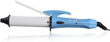 BERTA Mini Hair Curler for Travel 25mm Diameter Ceramic Hair Curling Wand (Blue)
