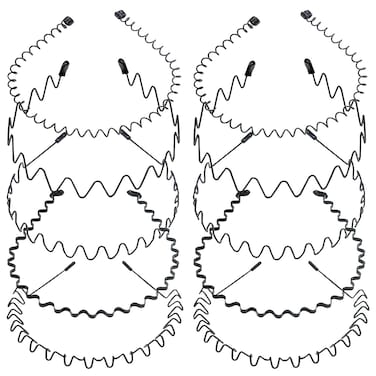 ELANE 10 Pcs Metal Hairbands for Men and Women, Curly Hair Headbands, Wire Headbands for Women, Long Hair Accessories