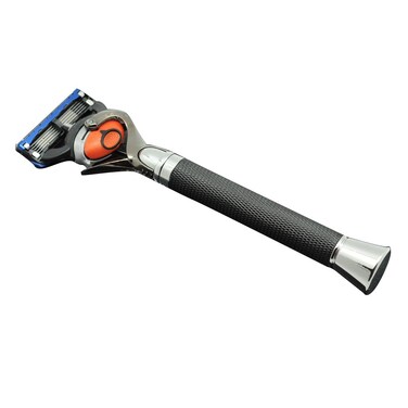 Diamond Design Anti Slip Metal Handle Fusion Proglide Flexball Razor Shaver Black Finish