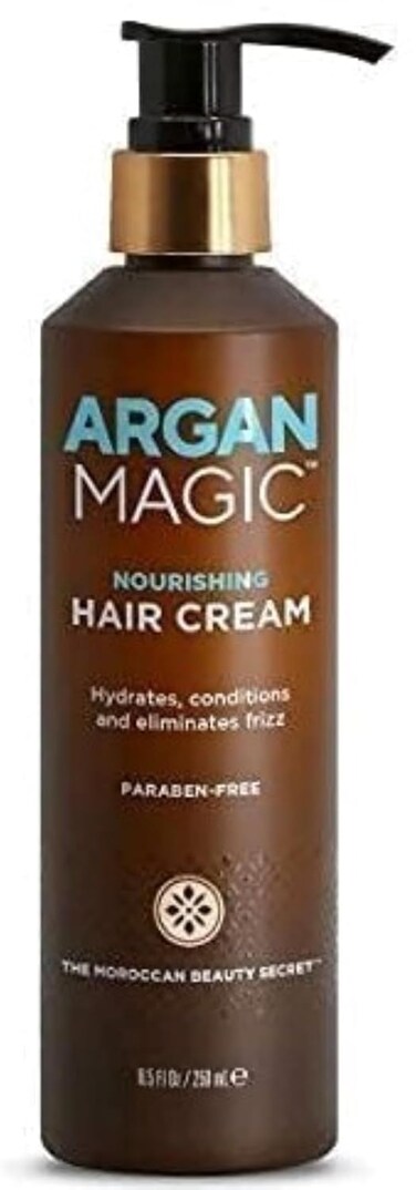 Argan Magic Nourishing Hair Cream - Hydrates, Conditions, and Eliminates Frizz for All Hair Types   Seals in Shine   Made in USA, Paraben Free, Cruelty Free (8.5 oz)