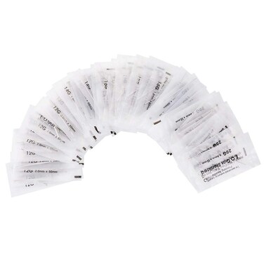 Ear Nose Piercing Needles,New Star Tattoo 50pcs Piercing Needles Mixed Sizes Including 12g,14g,16g,18g&amp;20g for Body Piercing Needles Supplies Tool Piercing Kit Body Piercing Tool (50PCS)