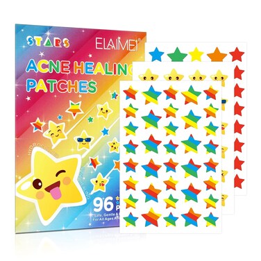 96 Patches Cute Star Pimple Patches,Face Pimple Patches,Acne Healing Patches,Hydrocolloid Acne Patches for Face Blemish,Zit Acne Dot Acne Pimple Absorbing Cover Patch (stars shape)