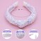 FROG SAC Sequin Knot Headband for Girls, White Knotted Hair Bands Accessories for Kids, Sparkly Iridescent Little Girl Headbands, Cute Fashion Hairbands for Tweens Stocking Stuffers for Children