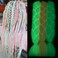 Glow in the Dark Colorful Jumbo Braiding Hair Extensions for Rainbow Braids 24inch 3pcs (White/Pink/Green)