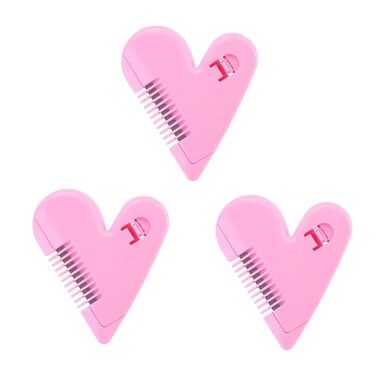 3Pcs Women Fringe Trimmer, Mini Hair Cutter Comb Cute Heart-Shaped Pubic Hair Trimmer Manual DIY Hair Trimmer for Women, Girls