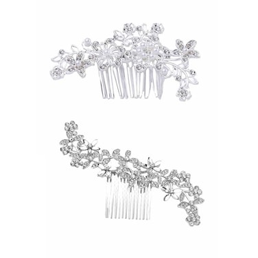2pcs/Set Rhinestone Hair Combs,Bridal Hair Comb Flower Crystal Headpieces Bridesmaids Hair Side Combs Wedding Hair Accessories