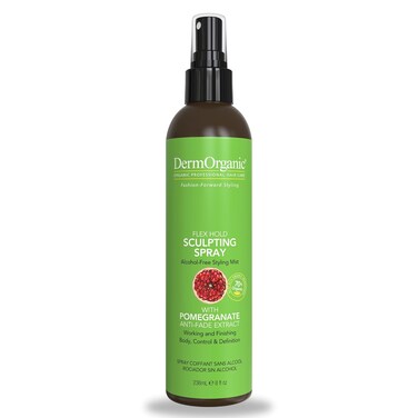DermOrganic Flex Hold Sculpting Spray with Organic Pomegranate Anti Fade Extract for Body, Bounce and Style-8oz