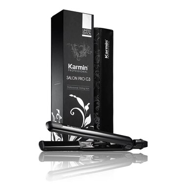 KARMIN G3 Salon Pro 1" Professional Tourmaline Ceramic Flat Iron Hair Straightener Ionic Hair Straightening Styling Iron, Straighten, Curl, Wave, Dual Voltage, Auto Shut Off, Carrying Case, Black