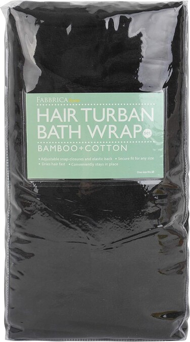 Super Absorbent Quick Dry Spa Bath Wrap Shower Skirt and Hair Drying Turban - 2pc Set (One-Size, Black)