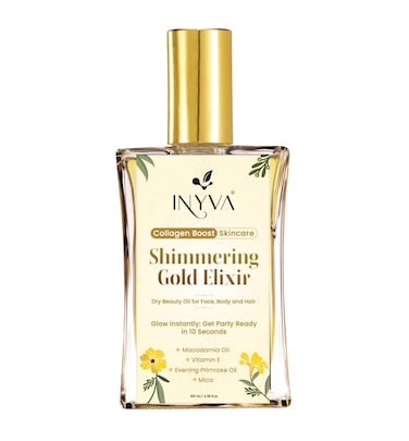 Shimmering Elixir Gold Dry Oil for Face, Body &amp; Skin   Radiant Glow in 10 Seconds   Nourishes with Macadamia, Aloe Vera &amp; Grapeseed Oils 3.38 Oz