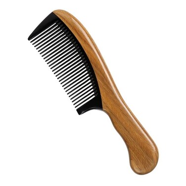 Exquisite Handmade Hair Comb Anti Static 100% Natural Green Sandalwood Buffalo Horn Comb Detangling Comb for Women,Men,Thick,Fine, Curly,Straight,Wavy Hair(Green Sandalwood Buffalo Horn Fine Tooth)