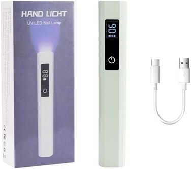 Handheld UV Nail Lamp, 3W UV Light for Gel Nails, Portable LED Nail Lamp, Mini Nail Dryer with LED Screen, USB Nail Light for Fast Curing (Green)