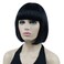 Lydell 8" Straight Short Bob Hair Flat Bangs Cute Central Dot Skin Top Heat Resistant Synthetic Wigs (Black)