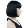 Lydell 8" Straight Short Bob Hair Flat Bangs Cute Central Dot Skin Top Heat Resistant Synthetic Wigs (Black)