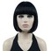 Lydell 8" Straight Short Bob Hair Flat Bangs Cute Central Dot Skin Top Heat Resistant Synthetic Wigs (Black)