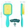 Curly Hair Detangling Brush with Soft Wave Bristles, Women Hairbrush for Thick Hair, Swimming, and Beach, Yellow Blue