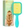 Curly Hair Detangling Brush with Soft Wave Bristles, Women Hairbrush for Thick Hair, Swimming, and Beach, Yellow Blue