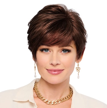 GABOR Let's Lambada Short Wavy Boycut Wig by Hairuwear, 2023 Spring Luxury Collection, Average Cap, GL6-30 Mahogany