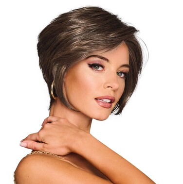 GABOR Best In Class Layered Chin-Length Boycut Wig by Hairuwear, Average Cap, GF8-12SS Iced Mocha