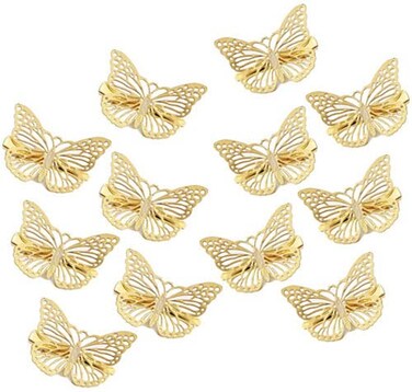Butterfly Hair Clips,12 Pcs Cute Metal Butterfly Hair Claw Pins Barrettes Accessories Hollow Butterfly Hairpins for Women Girls Weddings Bride (Gold)