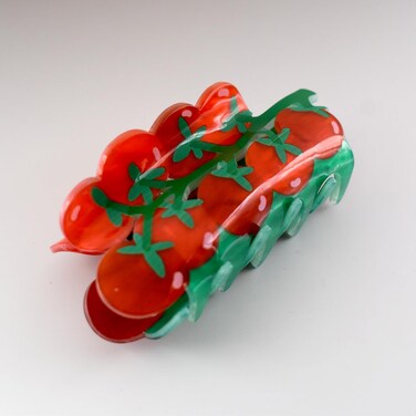 Tomato Shape Hair Claw Clip Dopamine Fruit Non-Slip Hair Accessories 3.2" X 2" for Thin Hair Women Girls, Red Tomato