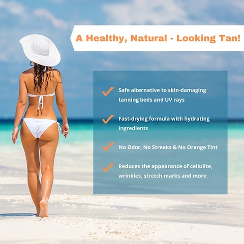 Tan Physics Sunless Tanner 8oz with Extender &amp; Makeup Bag &ndash; Self Tanning Lotion &ndash; Instant Tanning Lotion for Face &amp; Body &ndash; Natural Self Tanner for a Streak-Free, Long-Lasting Glow
