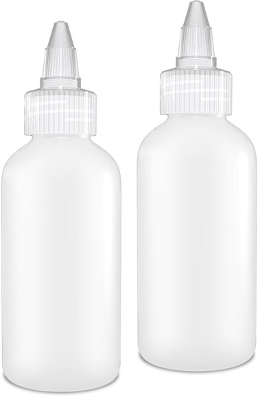 BRIGHTFROM Twist Top Applicator Bottles, Squeeze 4 OZ Empty Plastic Bottles, Refillable, Clear Open/Close Nozzle - Multi Purpose (Pack of 2)
