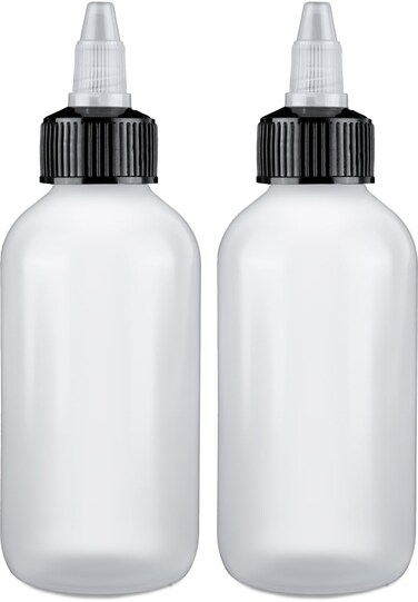 BRIGHTFROM Twist Top Applicator Bottles, Squeeze 4 OZ Empty Plastic Bottles, Refillable, Black Open/Close Nozzle - Multi Purpose (Pack of 2)